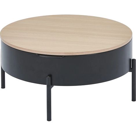 Tavolino con piano rialzabile in MDF e metallo - Nero e naturale - NIMORA (1/5)