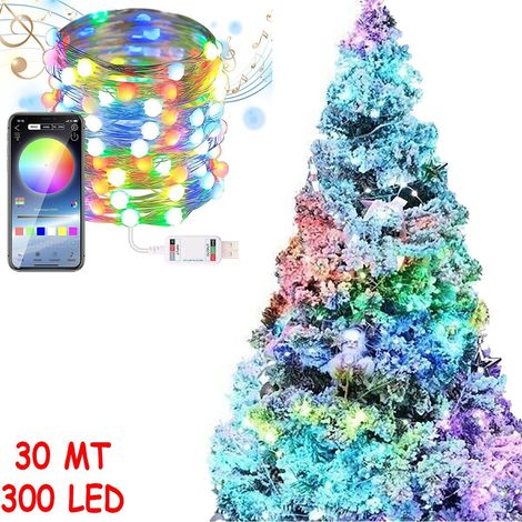 RUBAN 300 LED 30MT BLUETOOTH RGB APPLICATION INTELLIGENTE LUMIÈRES DE NOËL IP20 SAPIN (1/5)