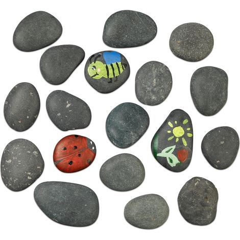 Lot of 2 kg Decorative Stones, Flat Surface, Size 5-9 cm, Dark Grey, For Garden and Crafts (1/5)
