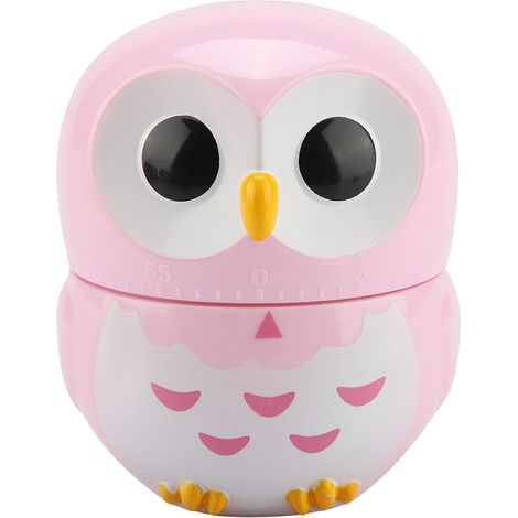 Minuteur de cuisson, mignon hiboux forme cuisine manuel minuterie mécanique maison compteur horloge(rose) (1/5)