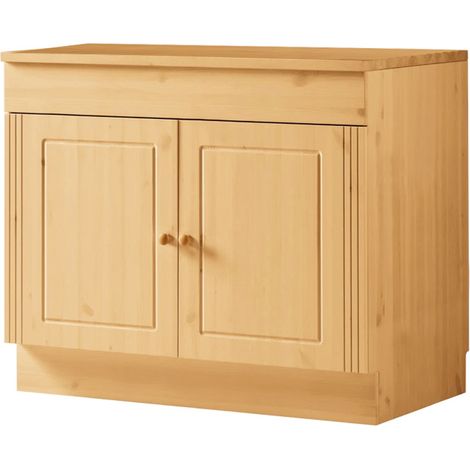 Anita-Armoire évier avec 2 portes en pin teinté blanc