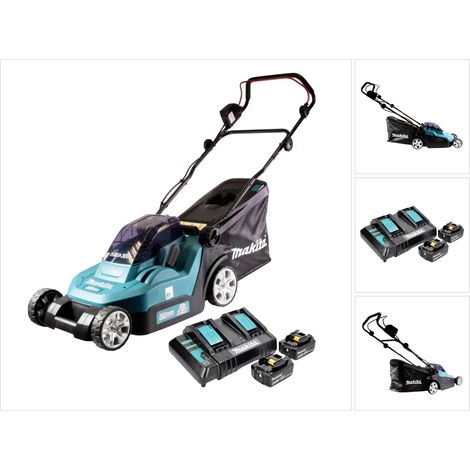 Rasaerba a batteria Makita DLM 382 CT2 36 V ( 2x 18 V ) 38 cm 40 L + 2x batteria 5,0 Ah + doppio caricatore