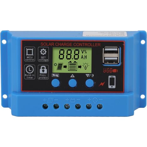 Contrôleur de charge solaire 12V/24V 10A avec écran LCD pour panneau solaire, feu de signalisation et panneau publicitaire (1/5)