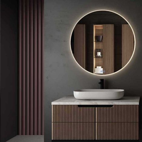 Espejo Led Renhu Circular Sistema Antivaho - Aquore  Medidas  Accesorios Fontanería: 70