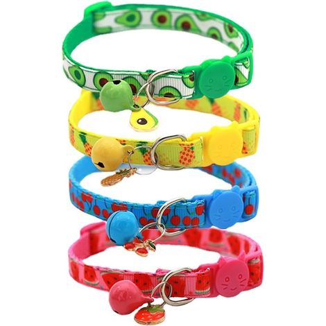 4 Pièces Collier Chat Anti Étranglement,Collier pour Chats Réglable avec Clochette et Boucle de Sécurité,pour Chat Chaton,Réglables 19-32cm (1/5)