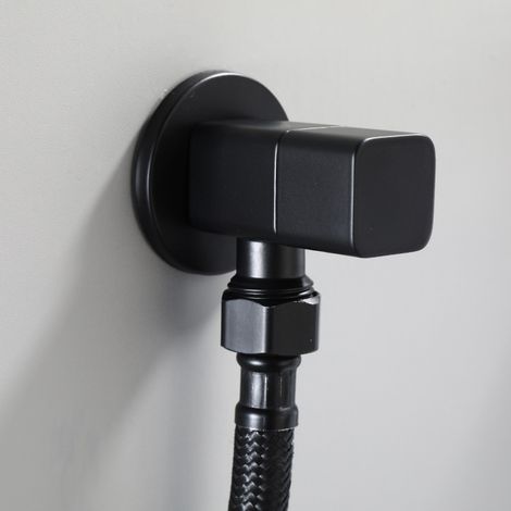Sollbry Válvula angular G1/2 Válvula de cierre de agua Accesorio de baño Inodoro Lavabo Negro Suministro de baño (1/4)