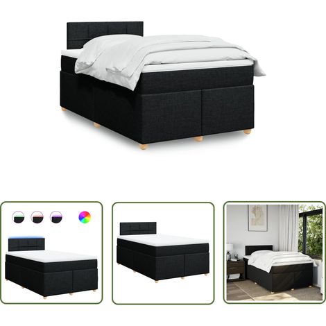 vidaXL Sommier à lattes de lit avec matelas Noir 120x200 cm Tissu (1/5)