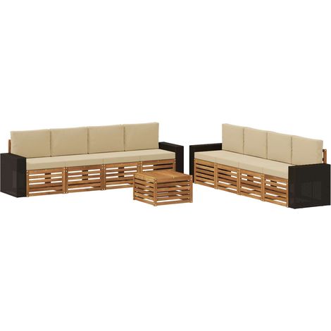Outdoor-Sofagarnitur 9 stk. Natur und Beige vidaXL (1/5)