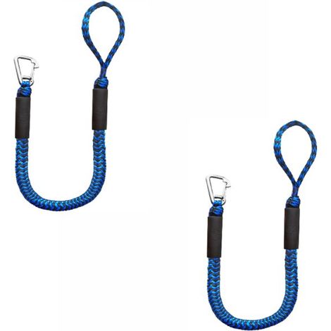 Cordes d'amarrage pour bateau, lot de 2, lignes de quai avec crochets, pour bateau, kayak, jet-ski et ponton, bleu et noir (1/5)