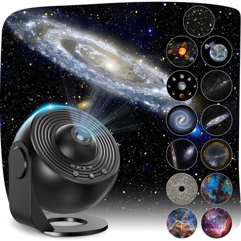 Projecteur d'étoiles de planétarium, projecteur de galaxie à fixer au plafond, veilleuse pour enfants, projecteur d'étoiles réaliste, comprend 12 disques de film, décoration pour chambre/salon. (1/5)