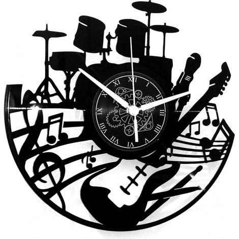 Horloge Murale en Vinyle LP 33 Tours idée Cadeau Vintage Faite Main Maison Guitare Musique Clavier Batterie (1/5)