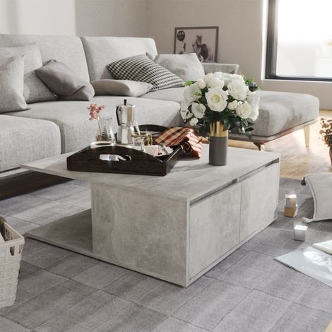 vidaXL Tavolino da Salotto Grigio Cemento 80x80x31cm Legno Multistrato (1/5)