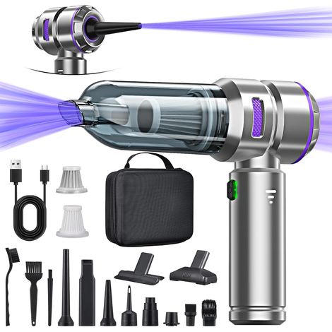 Aspirateur Voiture 4 en 1 Puissant 25000 PA Aspirateur à Main sans Fil 3 Vitesses 220 000 TR/Min pour Voiture, Cuisine, PC, canapé, Bureau, Maison et Nettoyage des Poils d'animaux