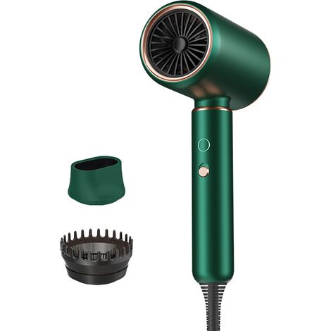 Asciugacapelli da viaggio, asciugacapelli ionico da 2200 W con diffusore, asciugacapelli e accessori, asciugacapelli da viaggio, 4 impostazioni di temperatura, verde