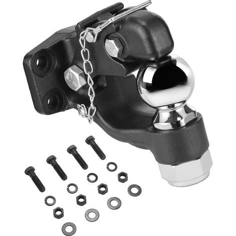 Crochet de Pivot, Capacité de Remorquage 13 600 kg, Combinaison Crochet Récepteur pour Attelage, Boule d'Attelage 58,7 mm, Compatible Anneau Lunette 63,5-76,2 mm, Kit de Montage Inclus, Revêtement Pou (1/5)