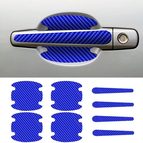 APEX Lot de 8 protections anti-rayures pour poignées de portières de voiture, autocollant en fibre de carbone pour poignées de portières (1/5)