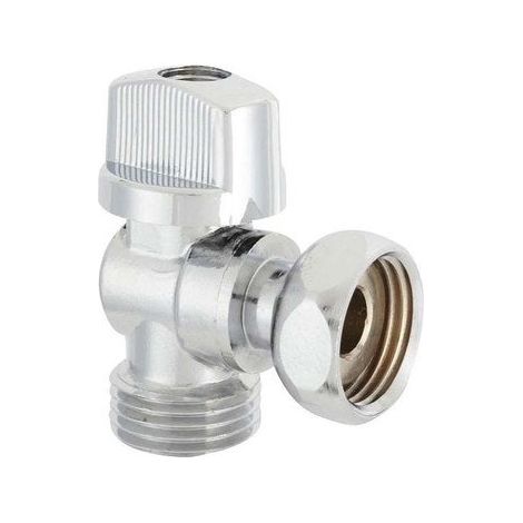 Robinet d'arrêt equerre 1/4 de tour mâle/femelle 20 x 27 mm – Laiton chromé – Pour installations sanitaires – Résistant à la corrosion