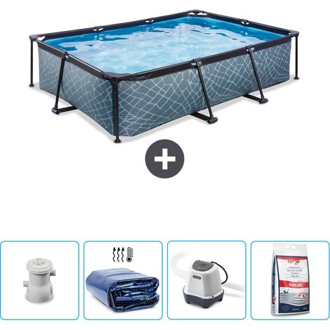 Exit Pool Rechteckig - Steinoptik - 300x200x65 cm - 5-teilig SCB54 (1/4)