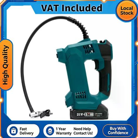 Gonfleur de pneus auto sans fil, compresseur portable, 21 V, 120 PSI, affichage numérique LED, deux batteries pour atelier (1/5)