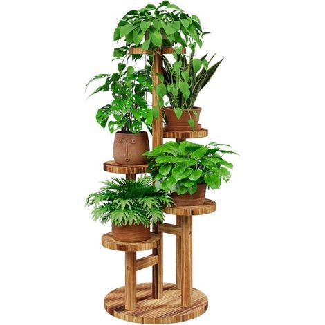 Étagère Plante 5 Étagères en Bois, Porte Plante Intérieur et Extérieur, Support Plante d'Angle pour Salon, Balcon, Jardin. meuble plante (1/5)