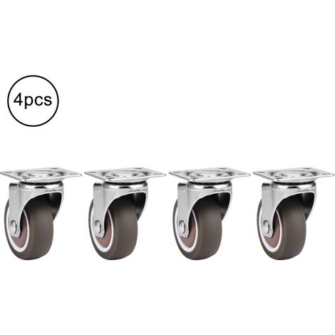 4 roulettes pivotantes pour meubles lourds, caoutchouc souple silencieux, sans frein, usage intense. (1/5)