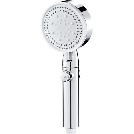Wassersparender Duschkopf mit Anti-Kalk-Filter, universell und für hohen Wasserdruck geeignet, 5 Strahlarten, automatische Abschaltung, silberfarben