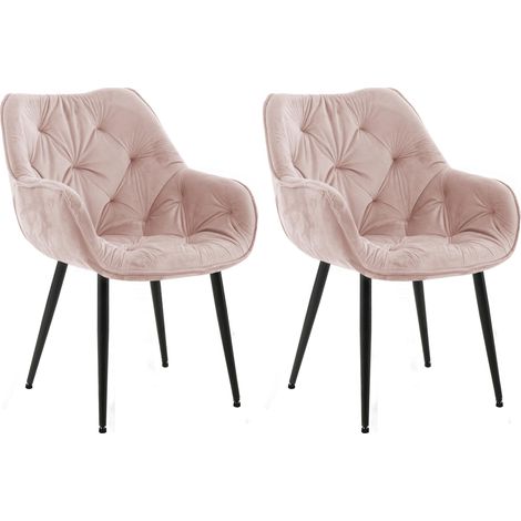 2er Set Stuhl Tanna Samt pink (1/5)