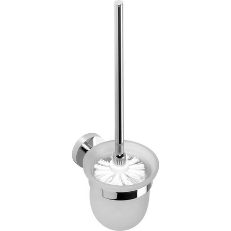 Brosse WC suspendue X-ROUND, verre dépoli, chrome (1/2)