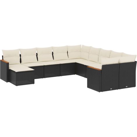 Maison Exclusive - Patio Sofa Set 11 plaza Black and Cream (1/5)