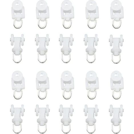 (20 Groupes de Rouleaux)Rouleaux de Rail de Rideau,transporteurs à roulettes pour Rideaux ondulés,Coureurs de draperie Pliables,20 pièces (22x16mm (1/5)