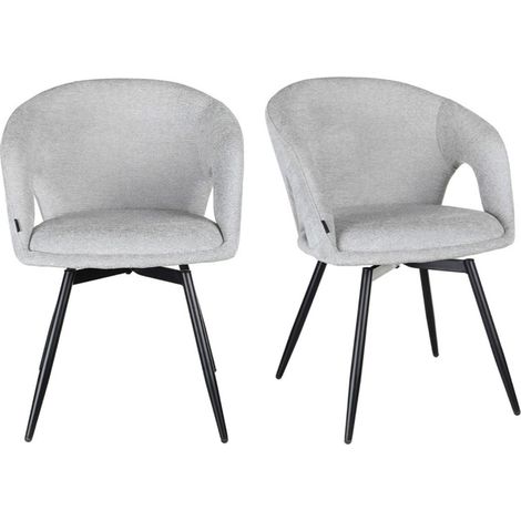 Lot de 2 chaises rotatives 180° en tissu doux gris clair - ALEX (1/5)