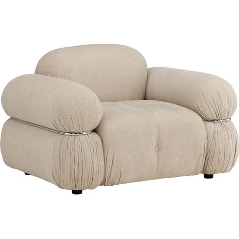 Fauteuil Capitonné Design "Mika" 120cm Beige (1/5)