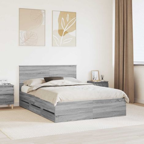 vidaXL Bettrahmen Graues Sonoma 160 x 200 cm Ingenieurs Holz (1/5)