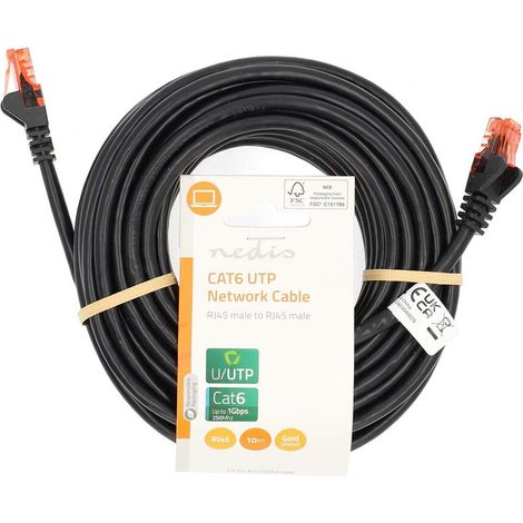 Nedis CAT6-Netzwerkkabel / RJ45 Stecker / RJ45 Stecker / U/UTP / 10.0 m / Rund / PVC / Schwarz / Label