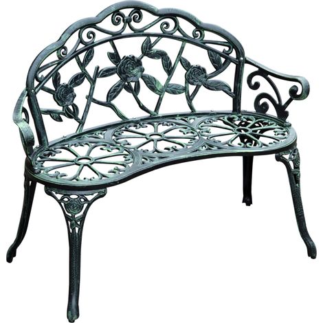 Panchina da giardino vintage 2 posti in alluminio e ghisa 100 x 54 x 78 cm MODENUIT (1/5)