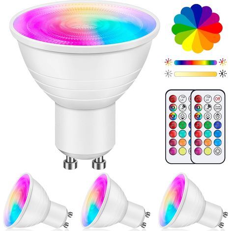 Pack GU10 LED Bulbs 5W RGB Warm White Dimmable with Remote Control for Living Room Bedroom (1/5)
