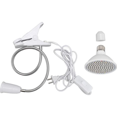 Lumière de croissance LED 8W spectre complet, lampe de bureau à pince col de cygne rotatif, douille E27, 110-220V, prise US pour plantes d'intérieur (1/5)
