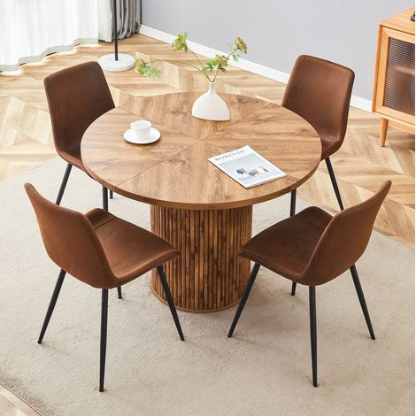 Set tavolo sedie rotondo MDF 100 cm 5 pezzi OKMYHOME (1/5)