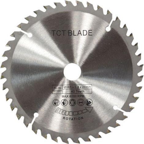 Disque de coupe rotatif argent lame de scie circulaire TCT 165mm pour la coupe du bois 40 dents (1/4)