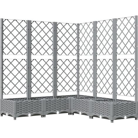 Maison Exclusive - Pflanzkübel mit Rankgitter Hellgrau 120x120x12