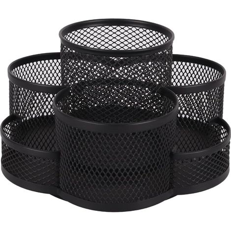 Drehbarer Stiftehalter in Form einer Pflaumenblüte mit 7 Fächern - schwarz. (1/4)
