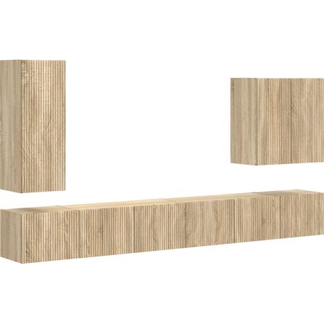 Maison Exclusive - TV-Wandregal-Set Wandmontiert 6 pcs Sonoma-Eic