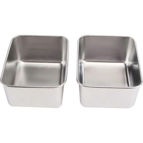 Set mit 2 quadratischen Edelstahl-Vorratsdosen (silber) – 13 x 10,5 cm – Silber (1/4)