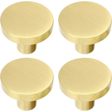 Poignée ronde en laiton brossé doré pour meuble, tiroir et vasque – Poignée bouton 32 × 25 mm avec vis incluses – Style minimaliste et élégant