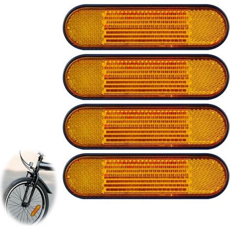 Reflectores para motocicleta，Reflectores para bicicleta y scooter，Aumentan la seguridad vial，Instalación autoadhesiva，96 x 24 mm，Amarillo (1/5)