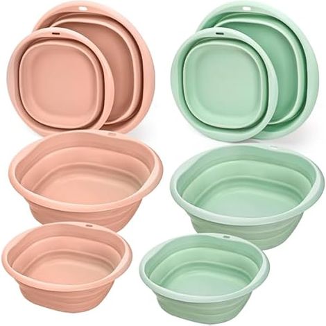 Bac à Laver Pliable - 2.5 L et 4.5 L - Lot de 4 - Pour Cuisine, Camping, Voyage, Blanchisserie - En Plastique Sans BPA (1/3)