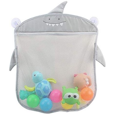 Sac de rangement pour jouets de bain pour bébé, organiseur de salle de bain suspendu en filet avec 2 ventouses puissantes pour b (1/5)