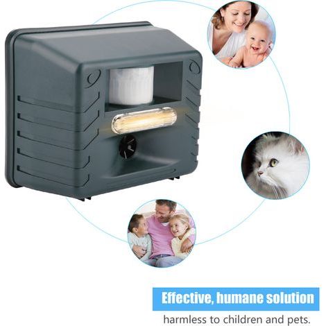 Répulsif électronique anti-nuisibles à ultrasons 4 sons flash avec télécommande, animaux, prise UE 220V (1/5)
