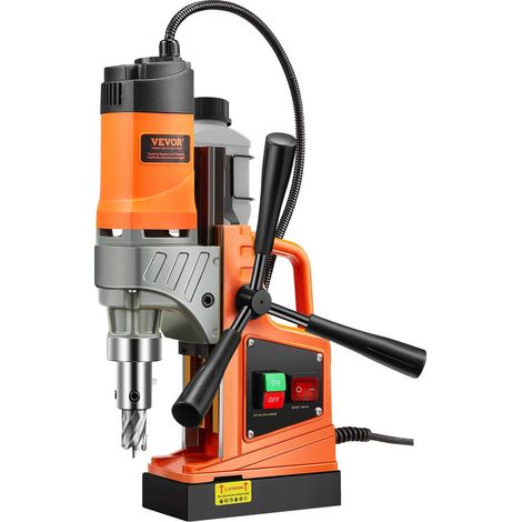 Perceuse magnétique électrique 1450 W, diamètre 40,6 mm, 1277 kg de force, 850 tr/min, 11 forets, idéale pour le bricolage et la rénovation.