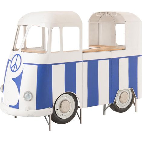 Meuble de Bar en Métal "Van" 227cm Bleu & Blanc (1/5)